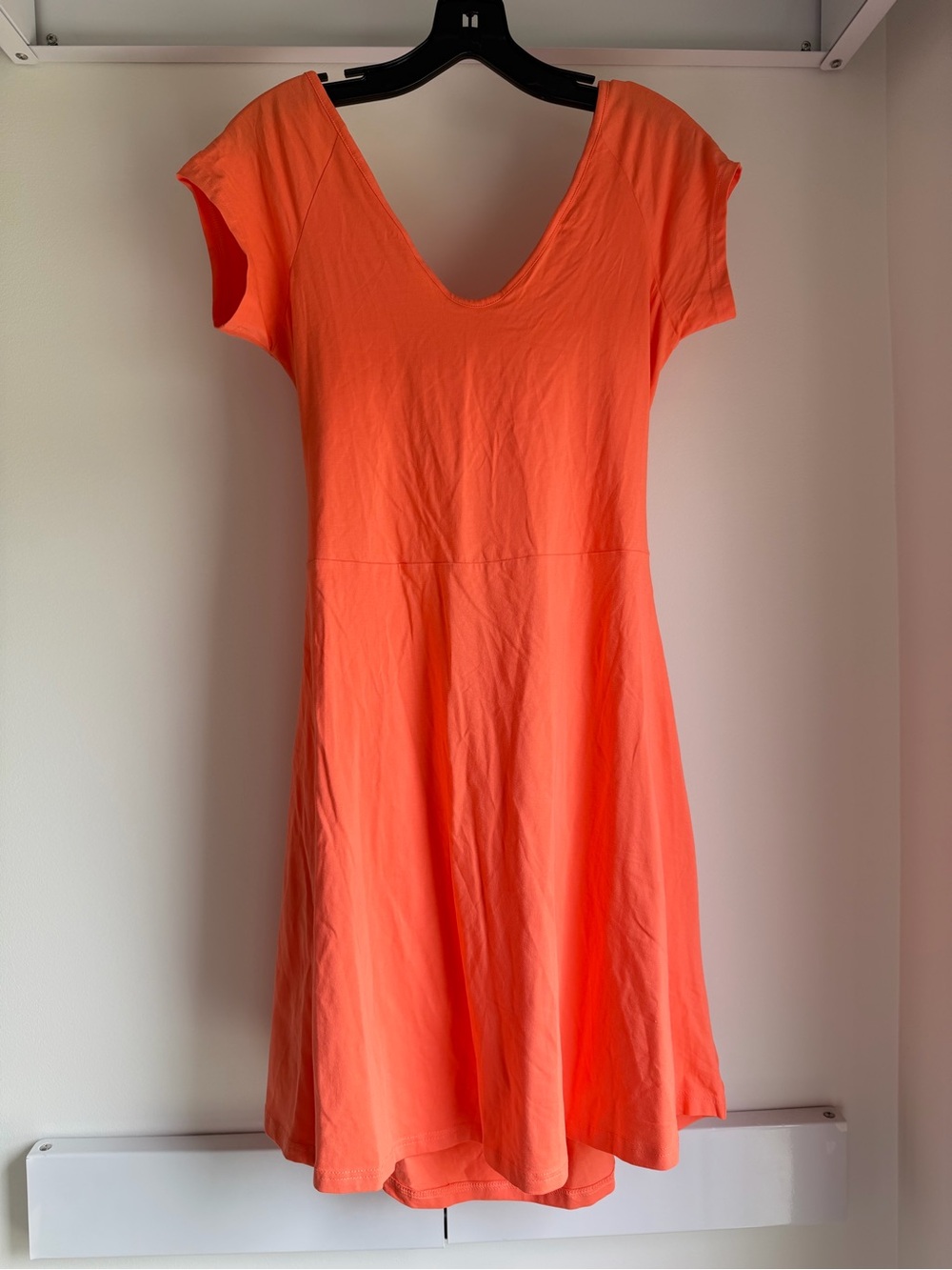 Women's V-Neck Short Sleeve Coral Dress